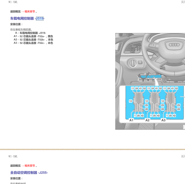 2017年奥迪Q3 车载电网控制器J519 端子图