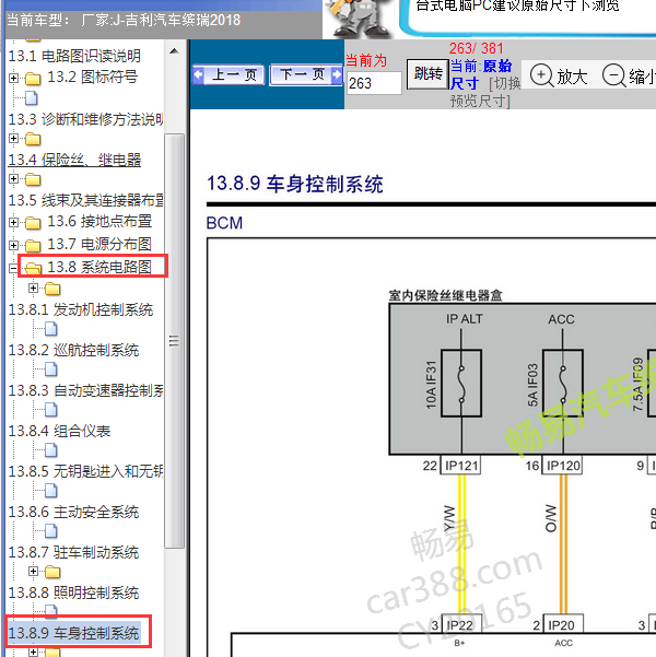 2018年缤瑞车身电路图