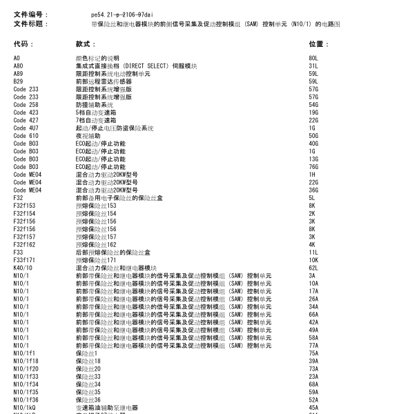 2013年奔驰E260L前SAM电路图