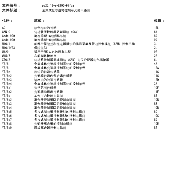 2013年奔驰GLK300变速箱电路图