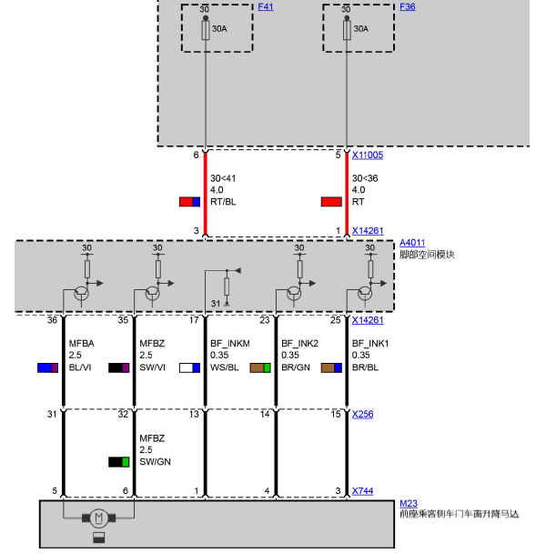 2006年宝马325车窗电路图
