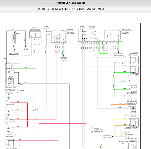 2010年MDX起动机系统电路图