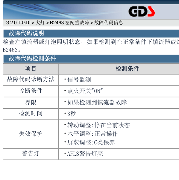 2013年胜达B2463故障码