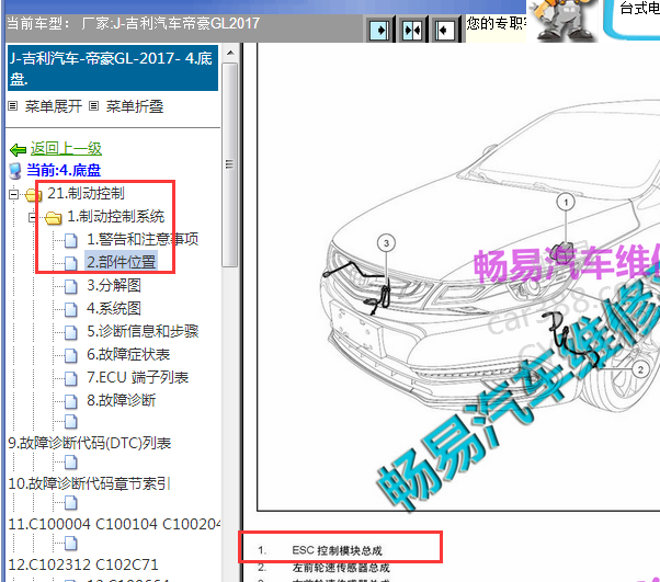 2017年吉利帝豪横摆率传感器相关资料
