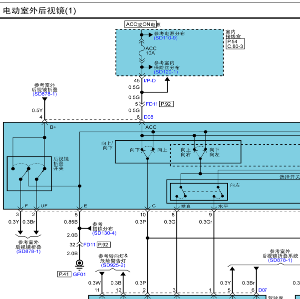 12年智跑后视镜电路图