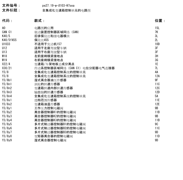 2017年奔驰S320变速箱电路图
