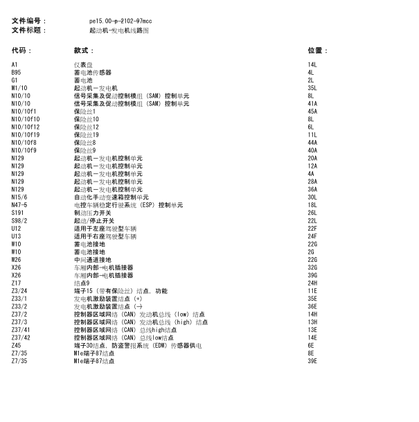 2010年奔驰SMART起动机电路图