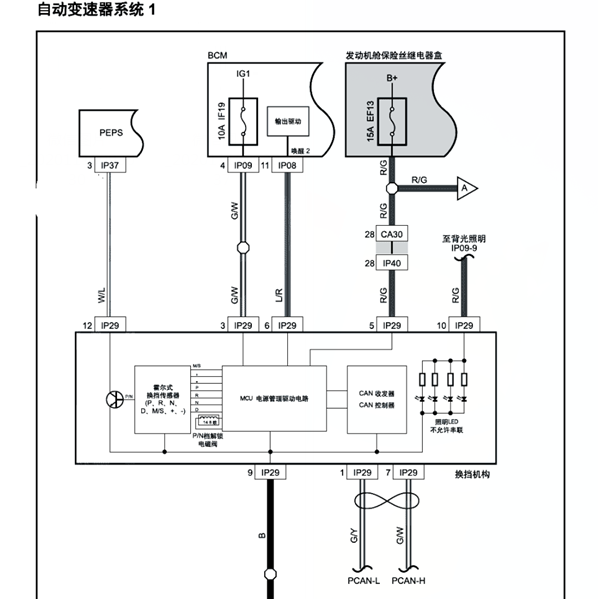 2018年猎豹迈途变速箱电路图