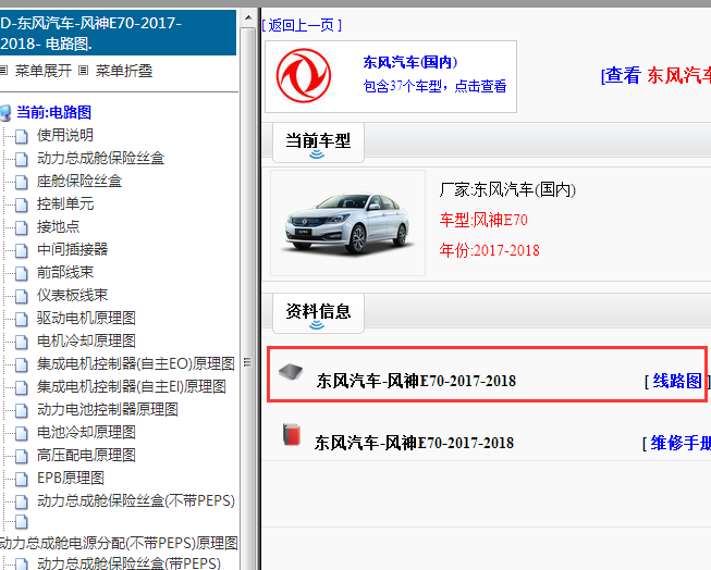 2017-2018年东风风神E70电路图