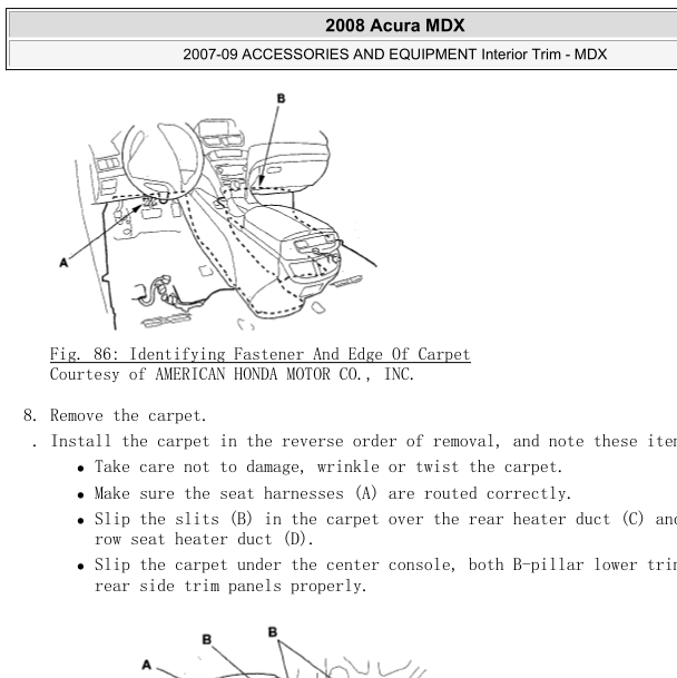2008年讴歌MDX中央扶手箱拆装分解图