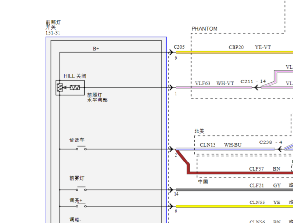 2018年福特猛禽F150大灯电路图