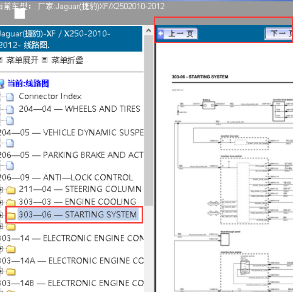 2010年捷豹XF起动机继电器电路图