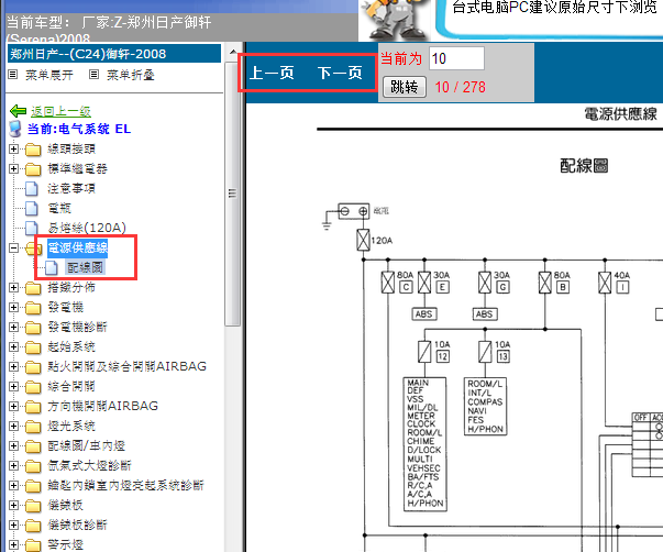 2008年日产御轩保险丝资料