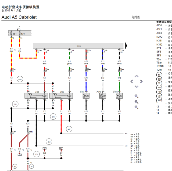 2014年奥迪A5顶棚电路图