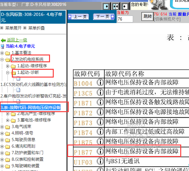 2016年标致308 P1B77故障码资料