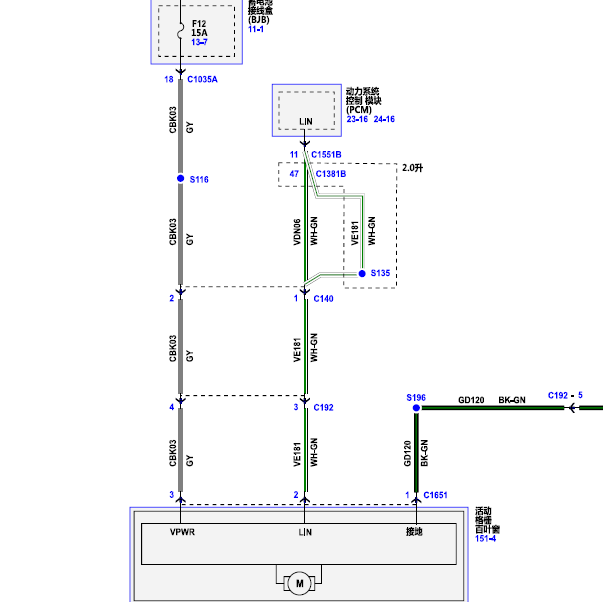 2019-2020 全新锐界 Edge百叶窗电路图
