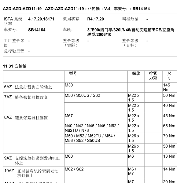 2006年宝马320LI发动机扭矩