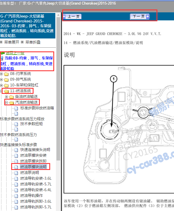 2016年吉普大切诺基油泵模块安装位置