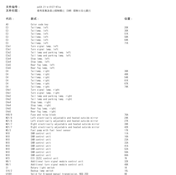 2001年唯雅诺前SAM电路图