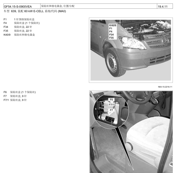 2001年奔驰威霆全车保险盒位置图