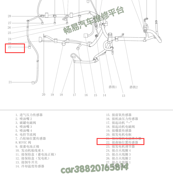 哈佛H6曲轴位置传感器位置图