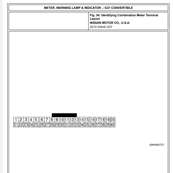 2010年英菲尼迪G37仪表端子图