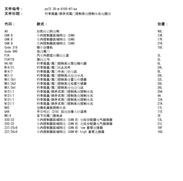17年奔驰GLA200后备箱部分的电路图