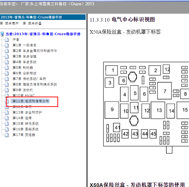 2013年雪佛兰 科鲁兹保险盒图解.