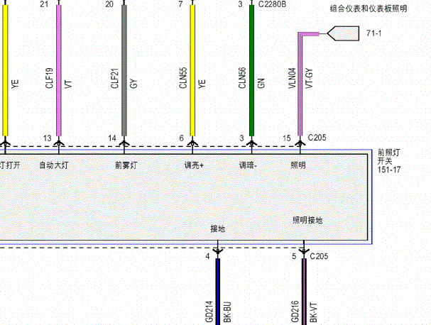2016年福特金牛座灯光电路图 