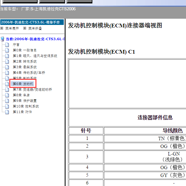 2006年凯迪拉克CTS发动机针脚图