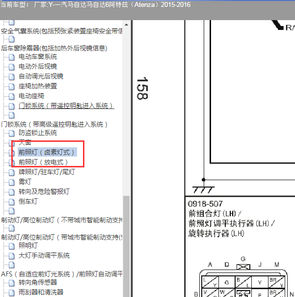 2015年马自达阿特兹 大灯针脚