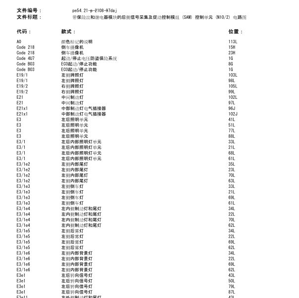 2012年奔驰E260L尾灯线路图