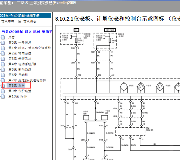 2005年凯越汽油油表线路图