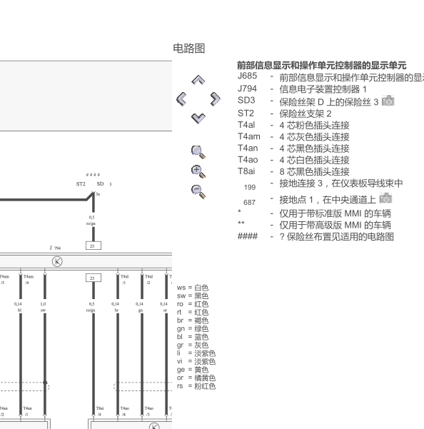 2014年奥迪A4 MMI显示屏电路图