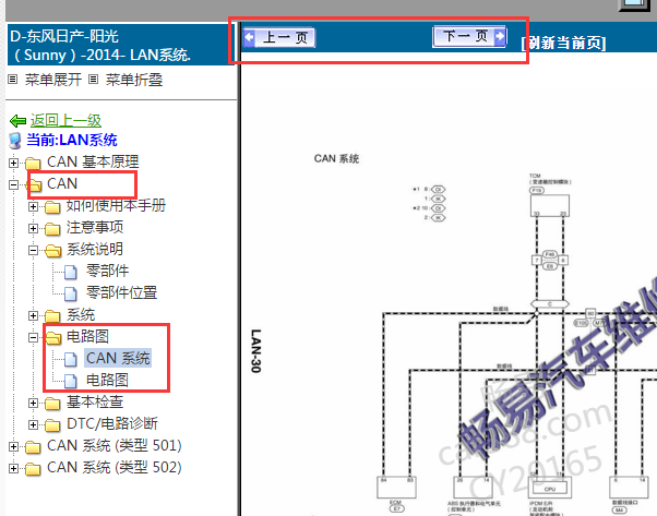 2014年日产阳光网络通讯电路图