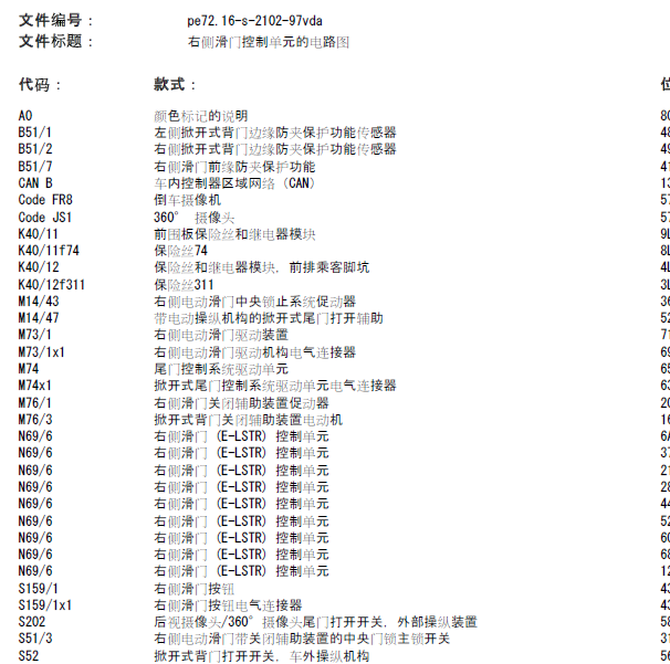 奔驰威霆车门控制单元的电路图