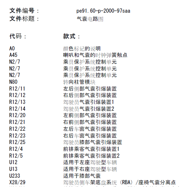 2009年奔驰S600气囊电路图
