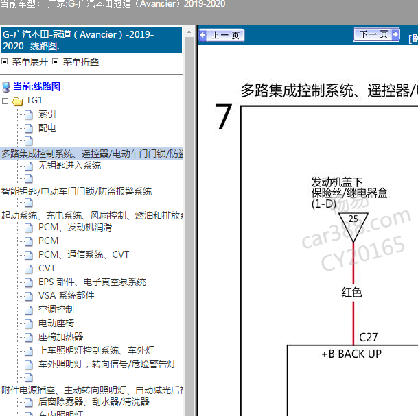 2019-2020年本田冠道电路图