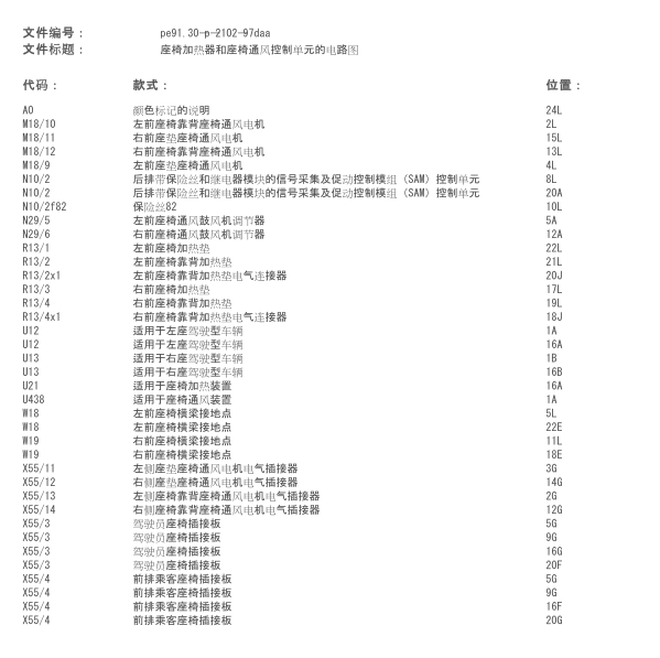 2011年奔驰E260座椅加热电路图