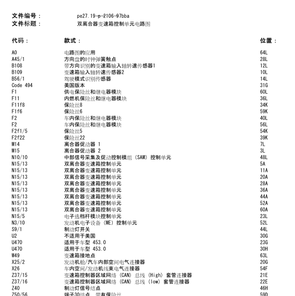 2015年斯玛特变速箱电脑线路图