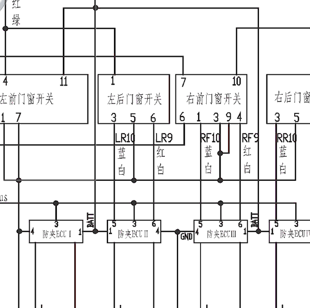 长城H3 电动窗电路图
