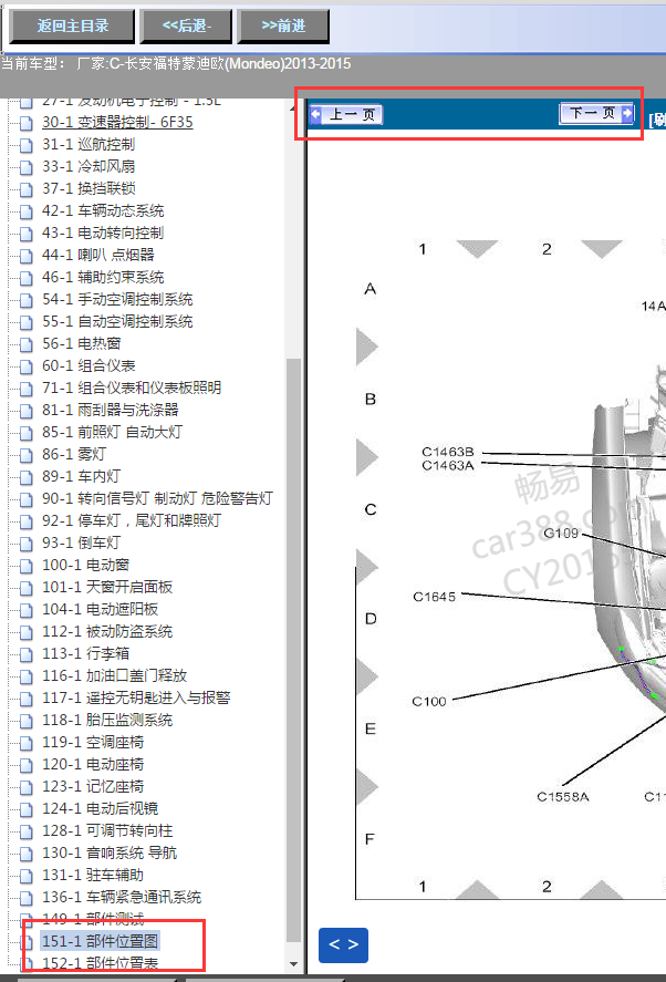 15年福特蒙迪欧全车部件定位图