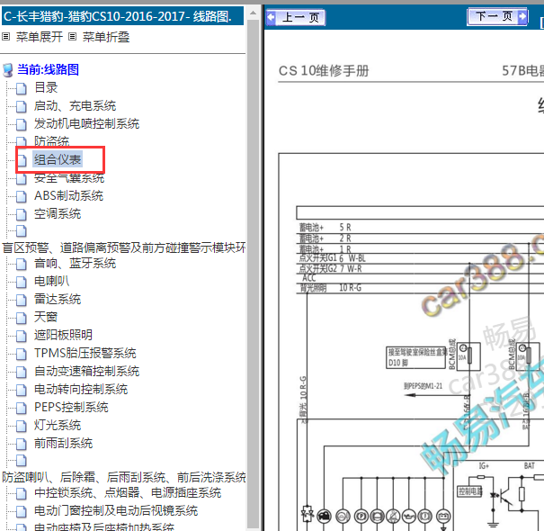 16年猎豹CS10仪表电路图