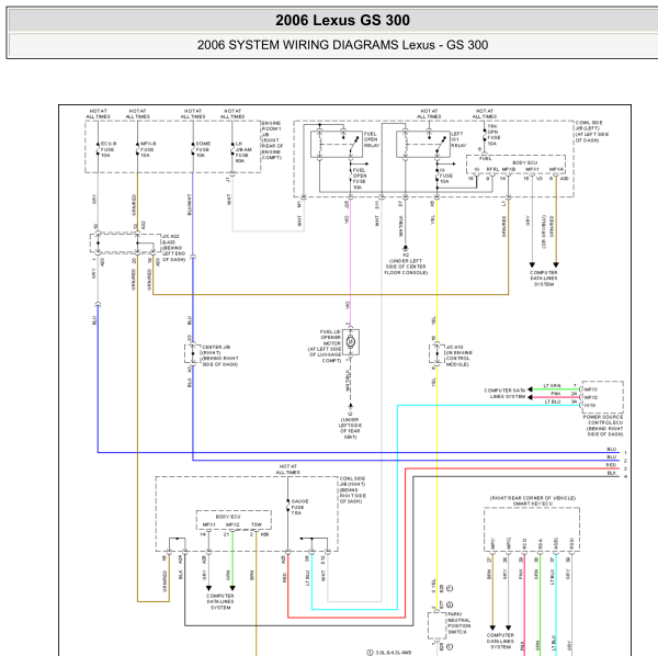 2006年雷克萨斯GS300行李箱电路图
