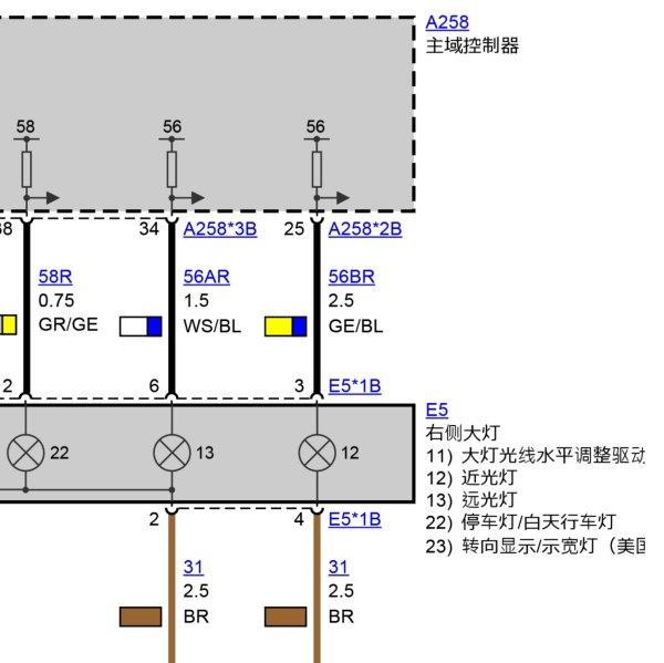 18年宝马X5大灯线路图