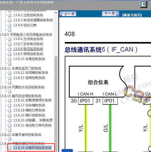 2018年吉利缤越网络电路图.