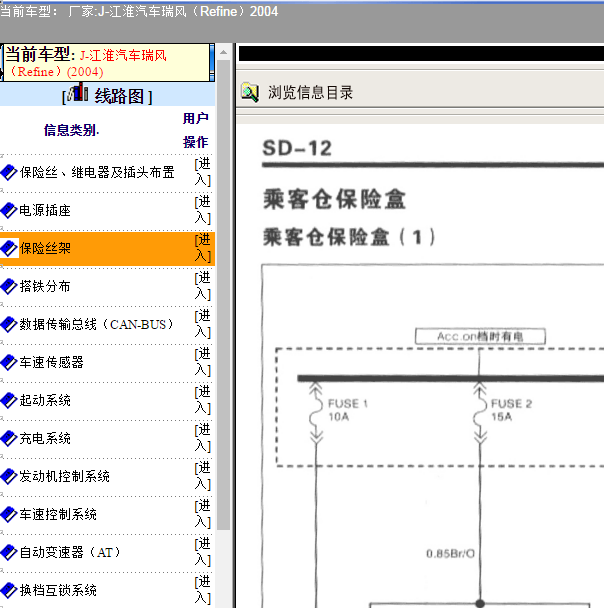 2004年瑞风保险丝电路图