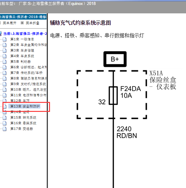 2019年雪佛兰探界者安全气囊模块线路图