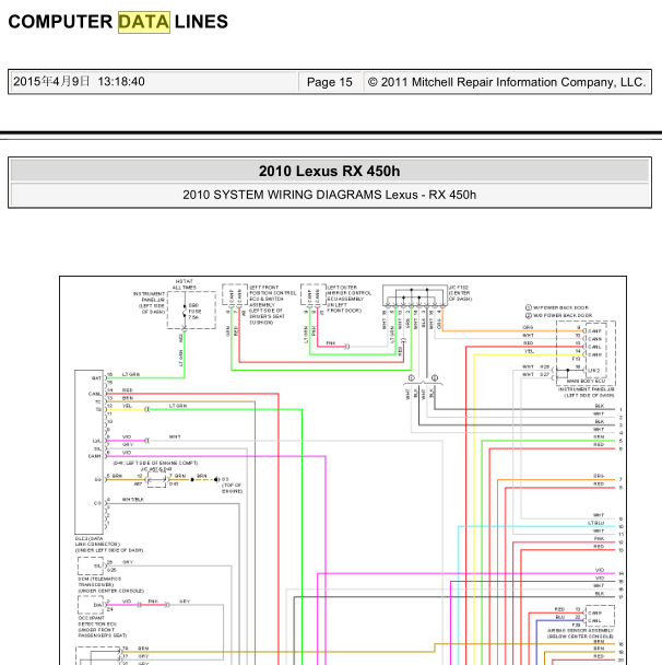2010年凌志RX450H通信电路图