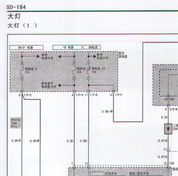 2004年现代雅科士大灯电路图